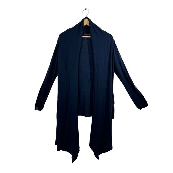 Alice + Olivia Sweaters - Alice + Olivia Blue Long Sleeve Wrap Cardigan Sweater Size M Asymmetrical Wool